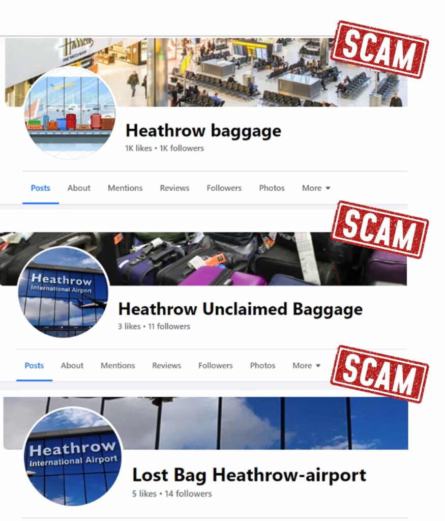 One active fake Heathrow account, two more laying in wait.