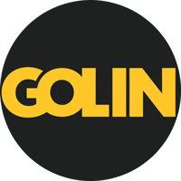 Golin logo in bold yellow letters on a black circular background