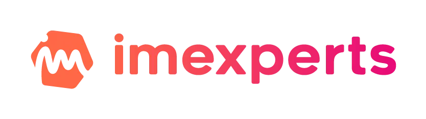 Imexperts partner logo with orange-to-pink gradient text and abstract globe icon