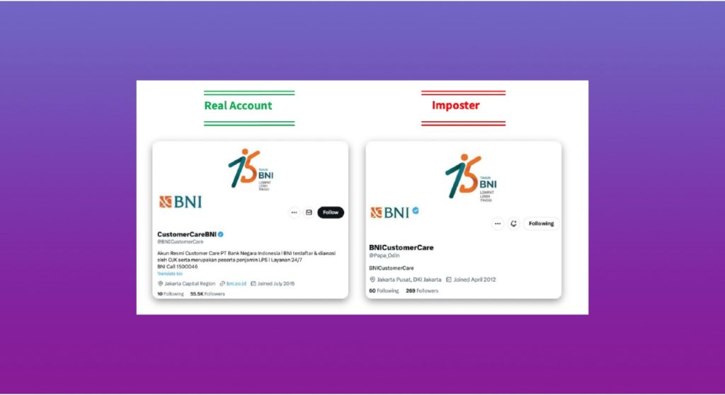 Impersonation and Phishing – Bank Negara Indonesia